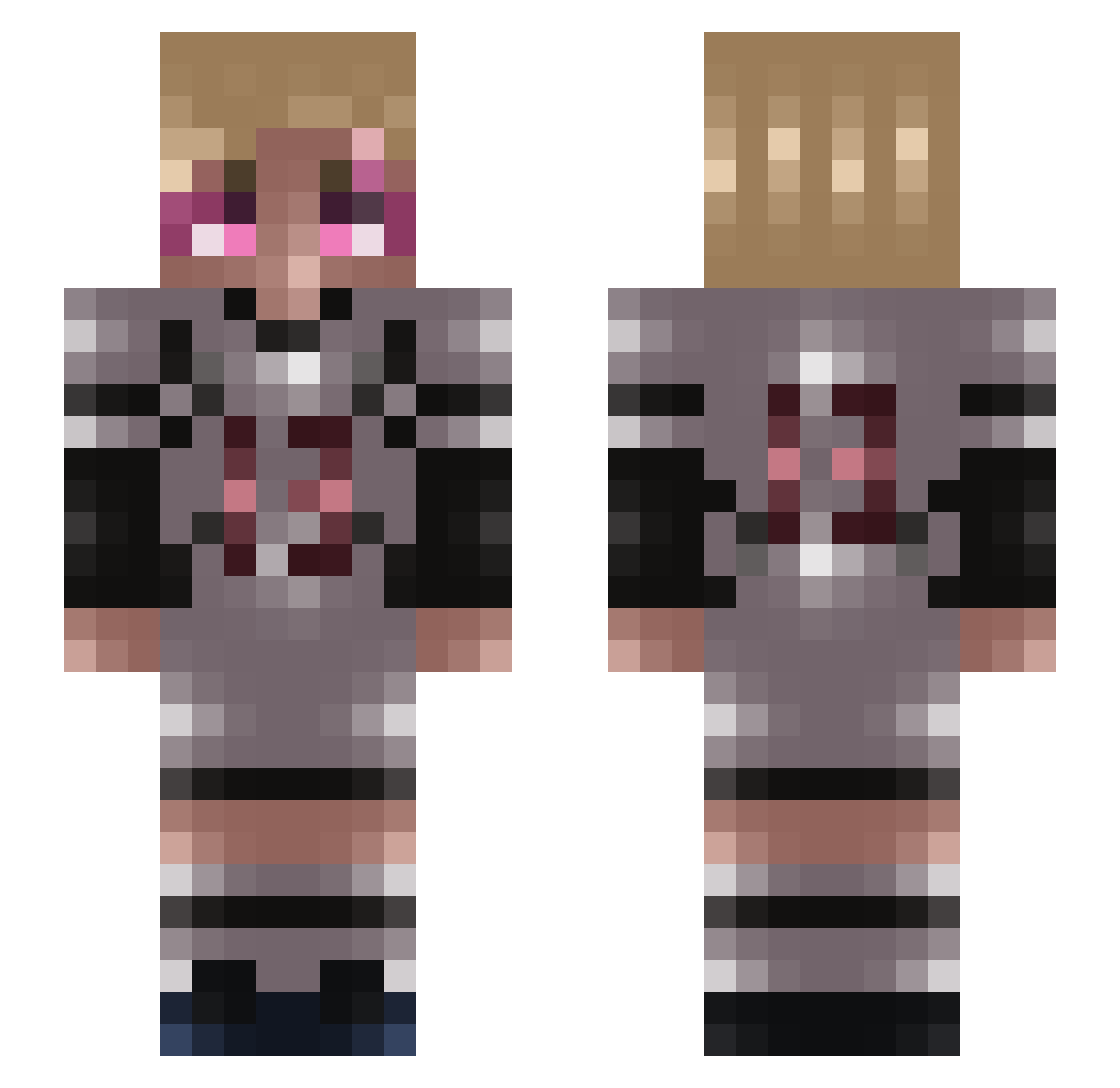 kikoettel Minecraft skin, front and back view