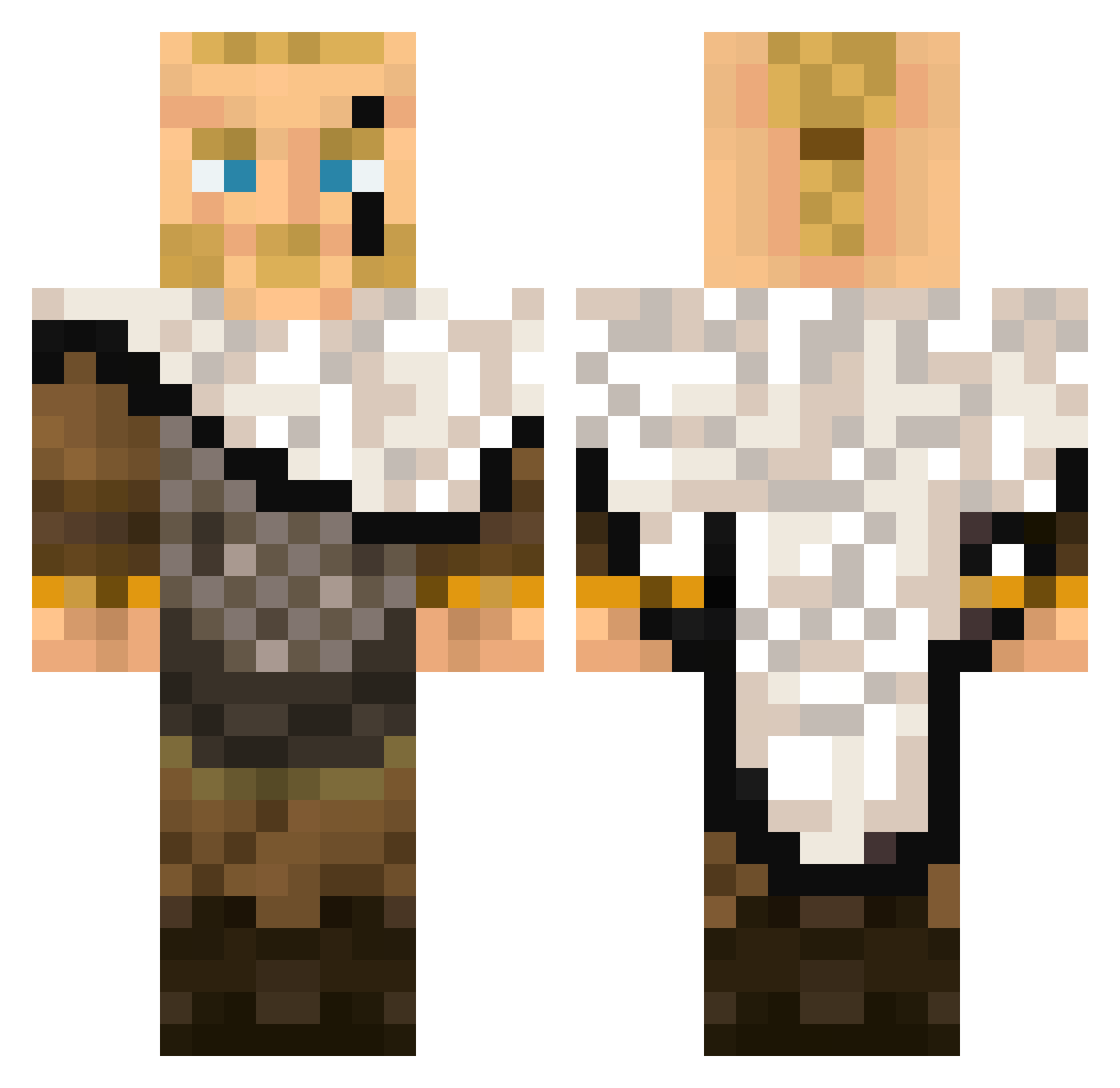 Niglus Minecraft skin, front and back view