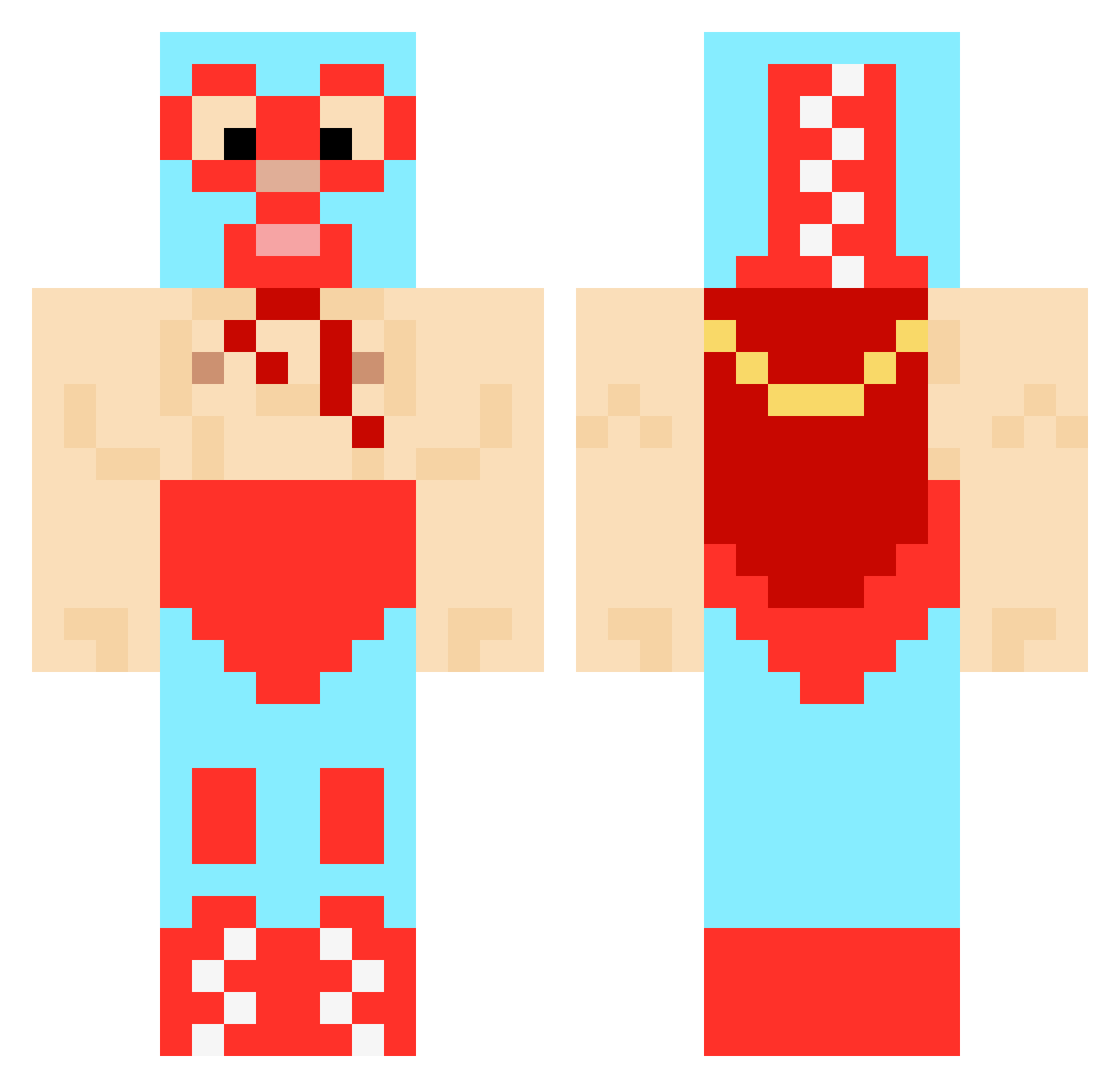 SammyMcSlammy Minecraft skin, front and back view