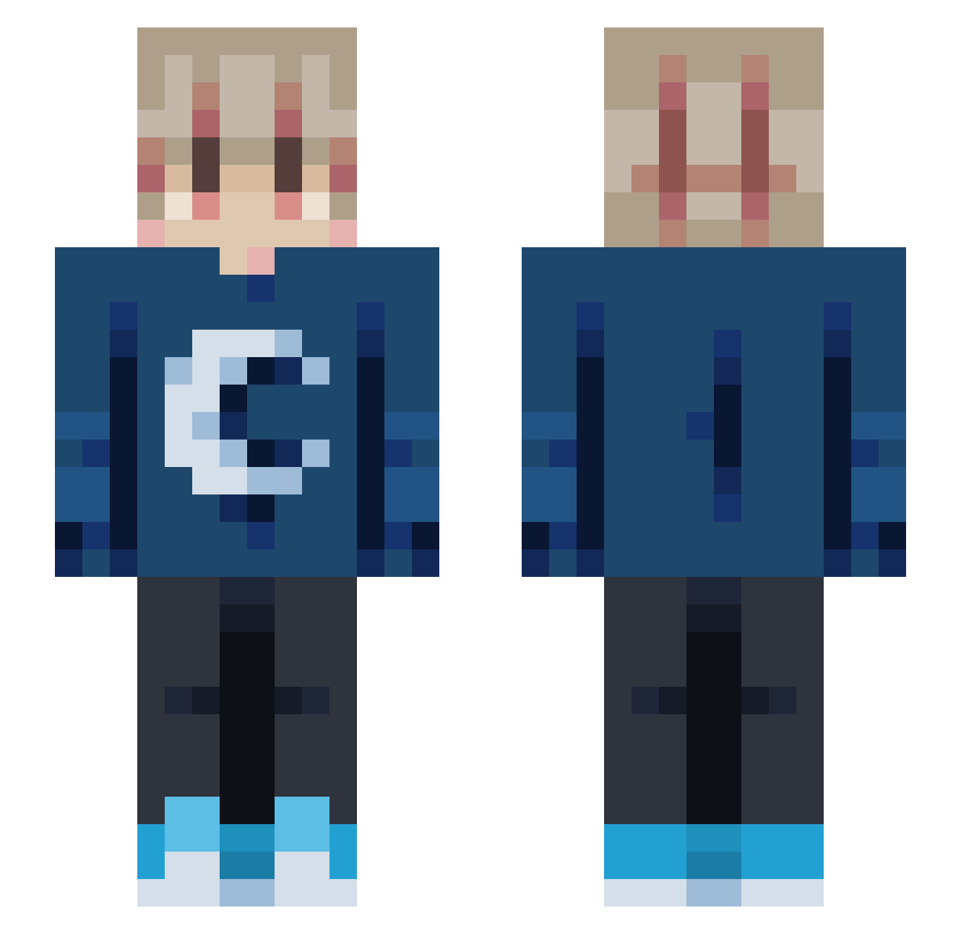 pandagers_ Minecraft skin, front and back view