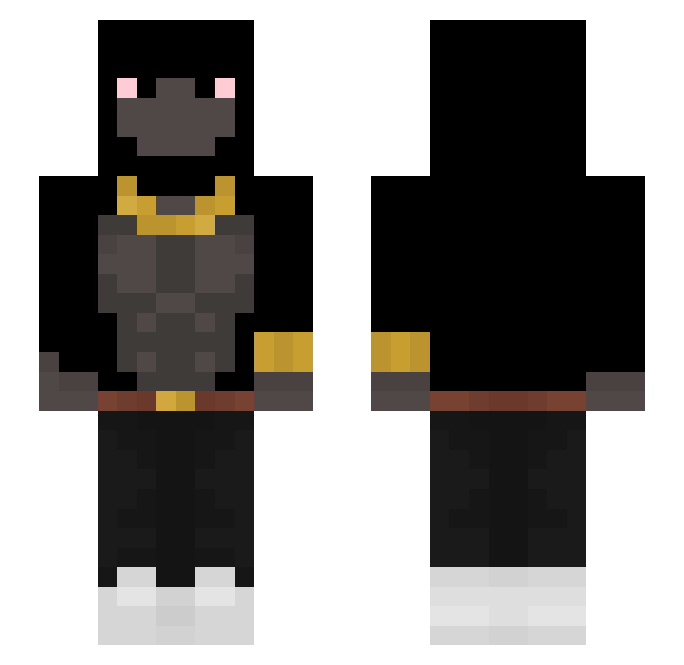 overselling Minecraft skin, front and back view