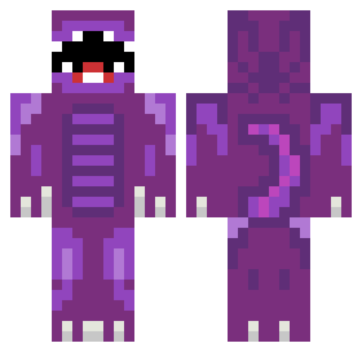 Dinosaur Minecraft skin, front and back view