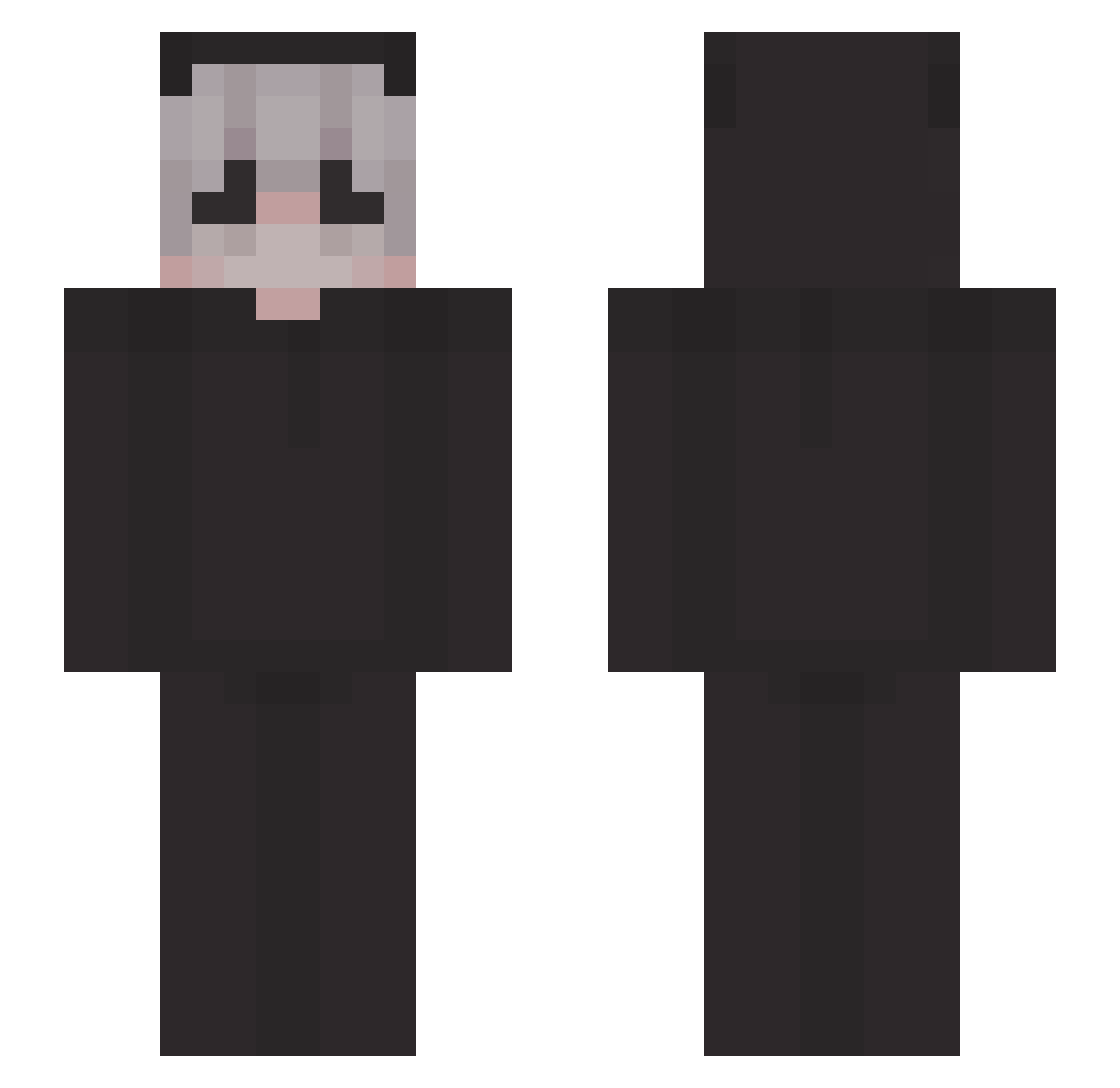 Primemello Minecraft skin, front and back view
