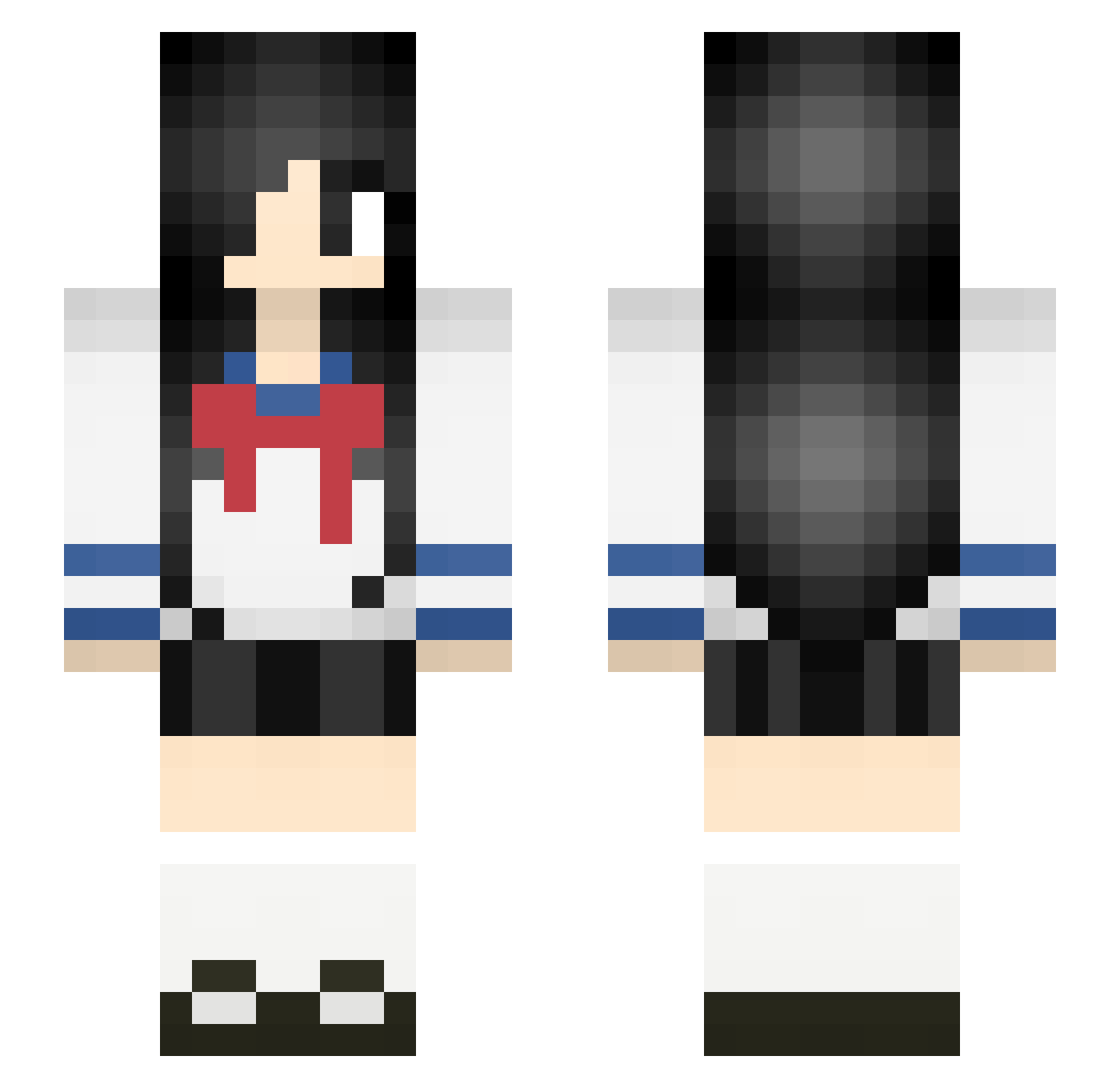 YandareChan Minecraft skin, front and back view