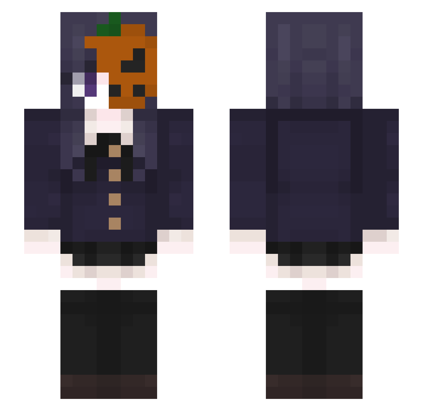 hanavu Minecraft skin, front and back view