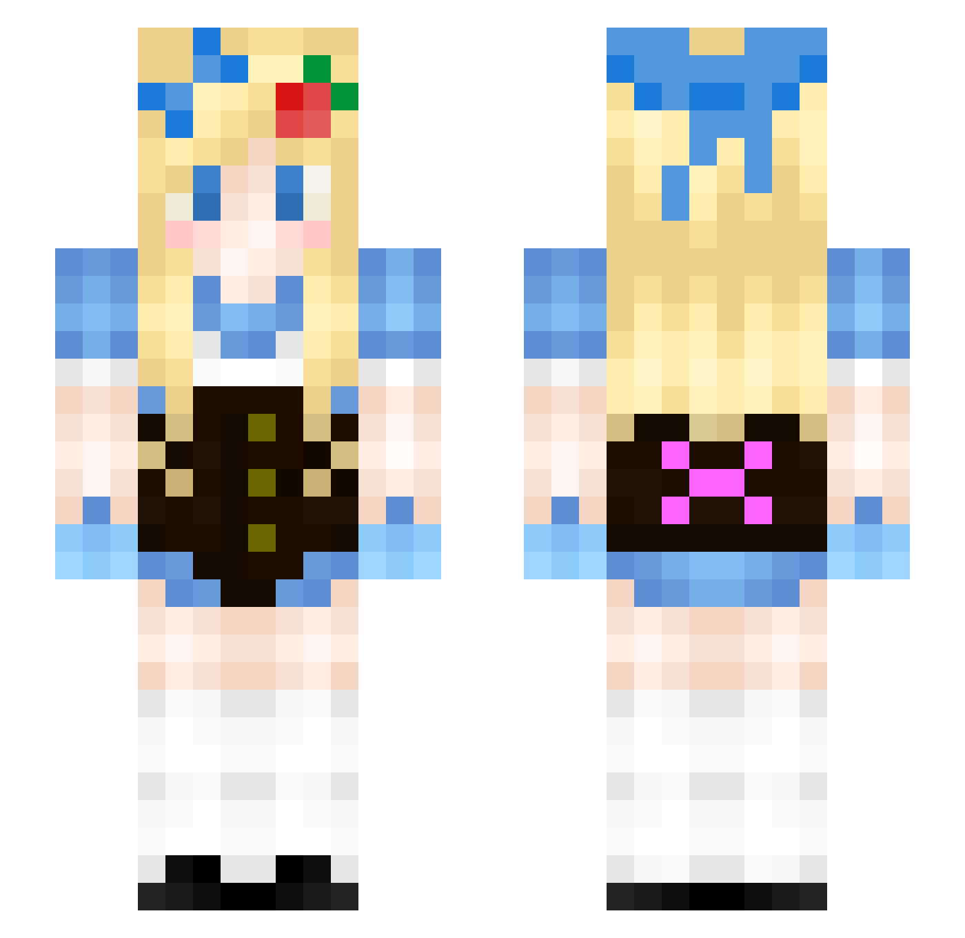 Corset Minecraft skin, front and back view