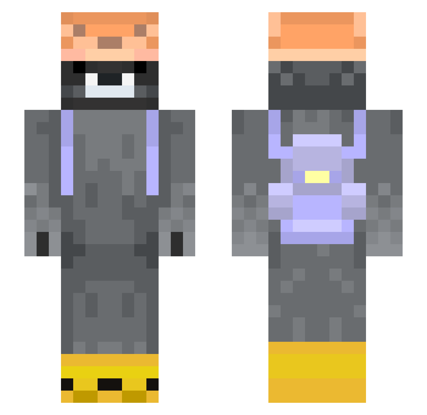 Temmie999 Minecraft skin, front and back view