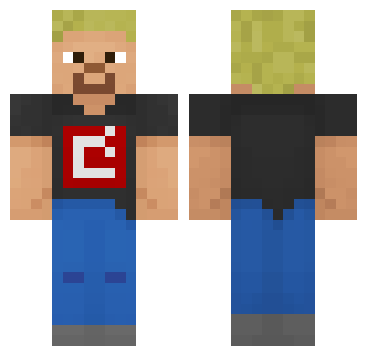 Prismadary Minecraft skin, front and back view