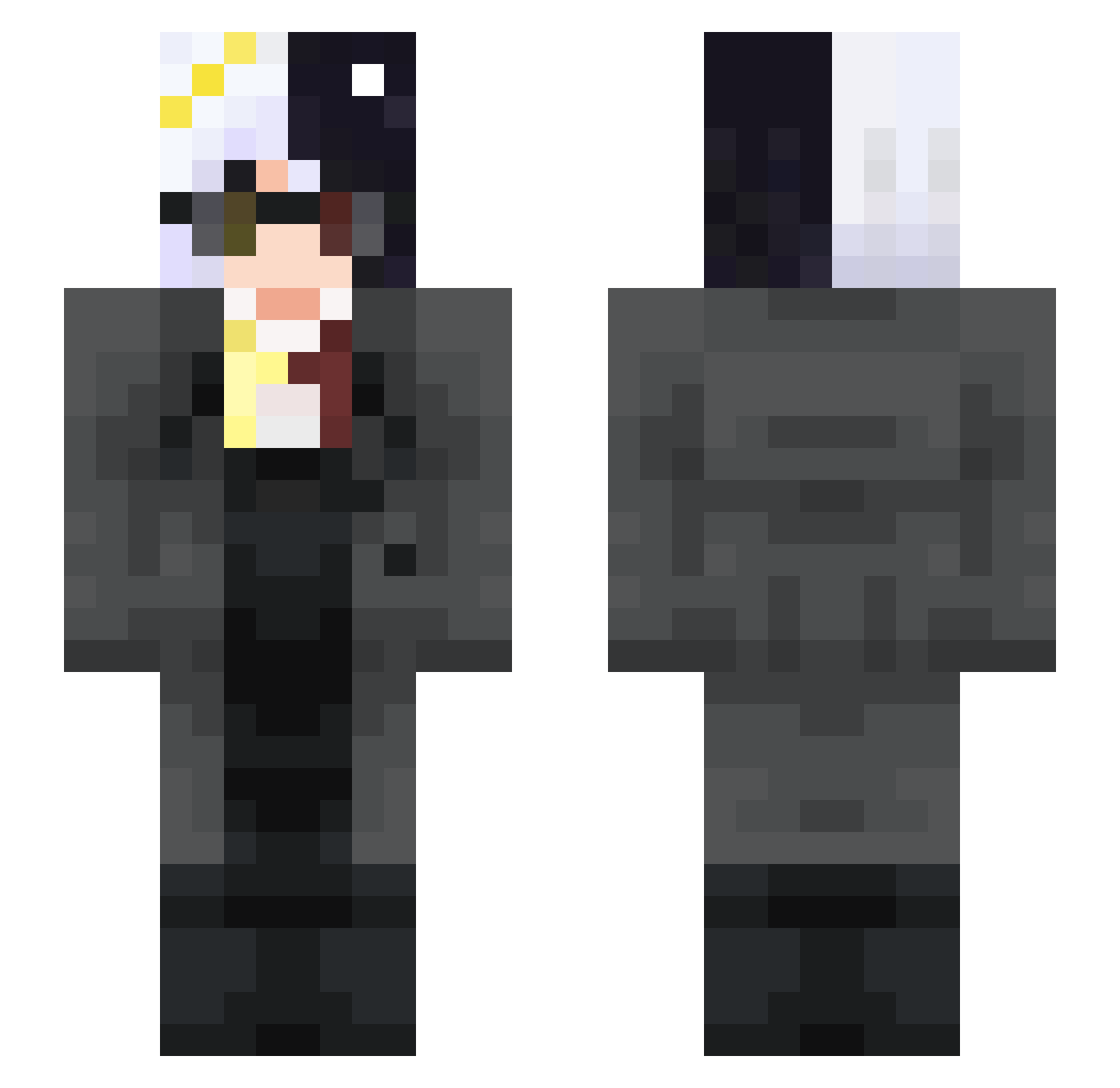 Serpias Minecraft skin, front and back view