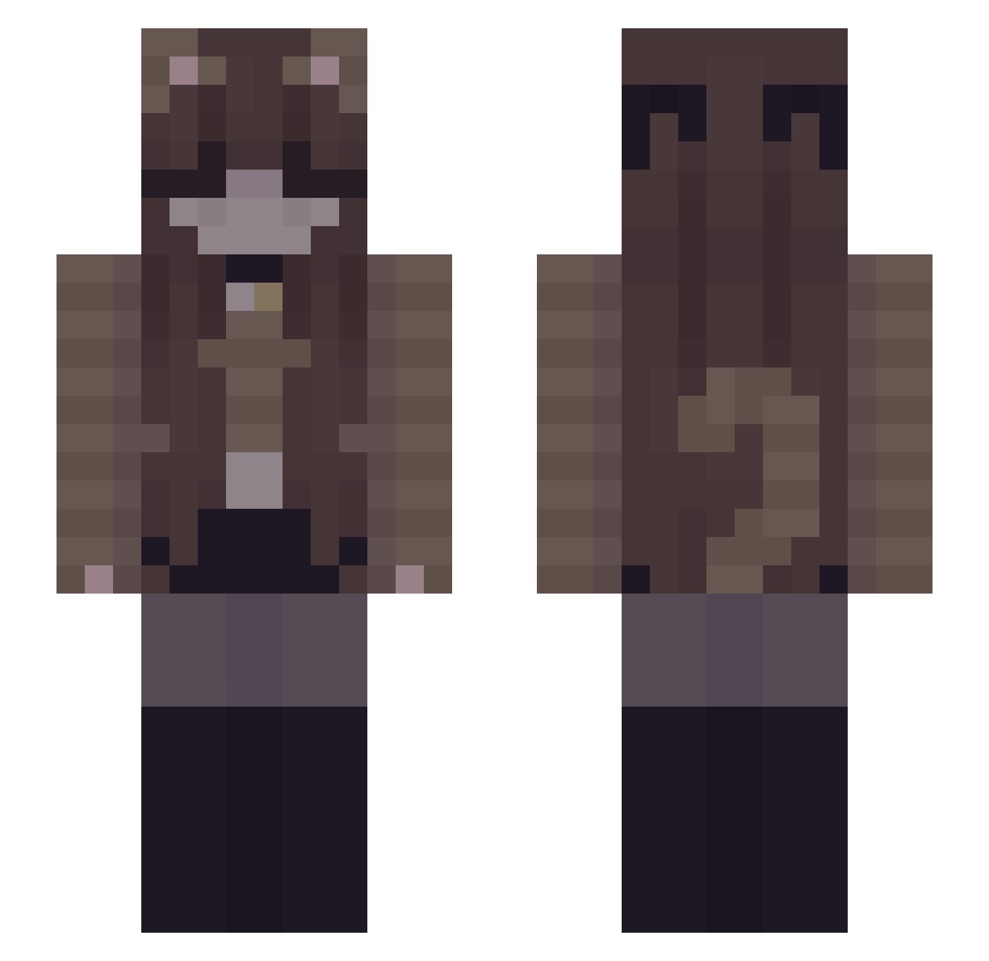 Pxnts Minecraft skin, front and back view