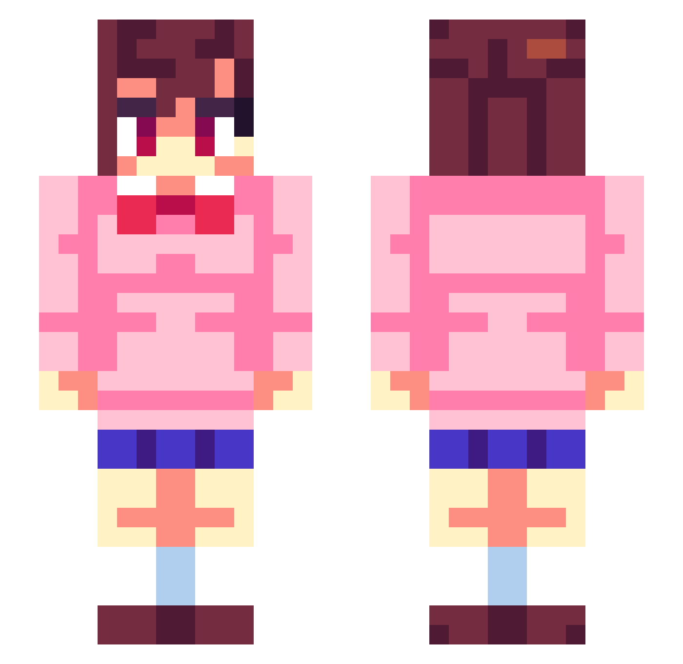 Skyuna Minecraft skin, front and back view