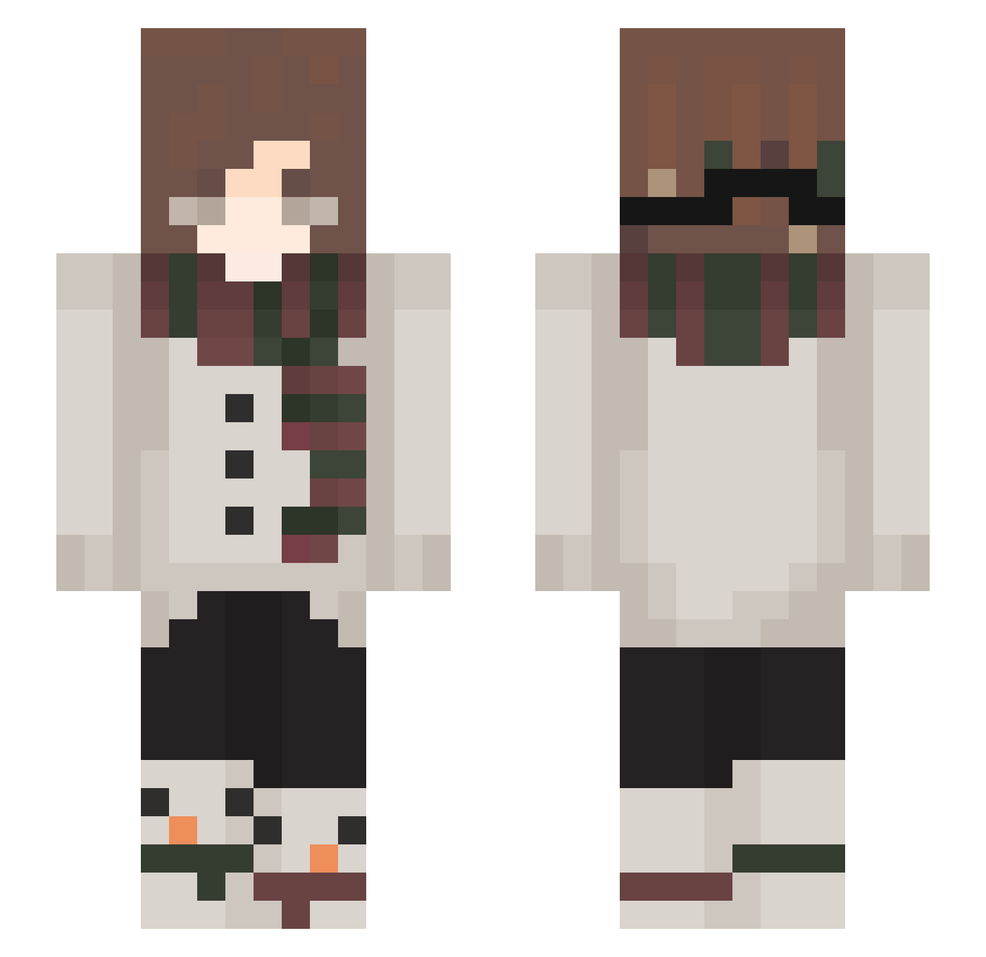 unarticulated Minecraft skin, front and back view