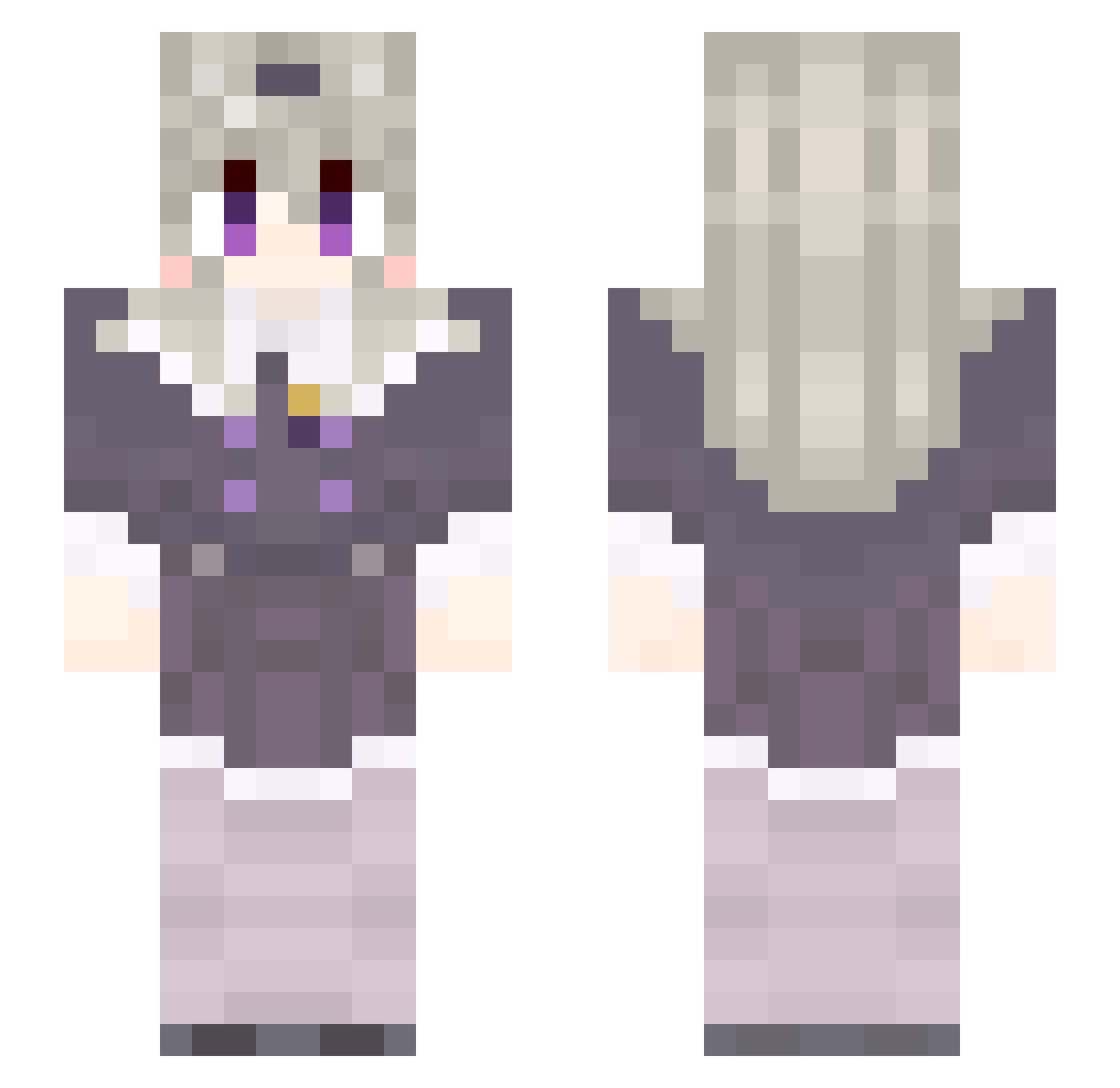 Earthlyzz Minecraft skin, front and back view