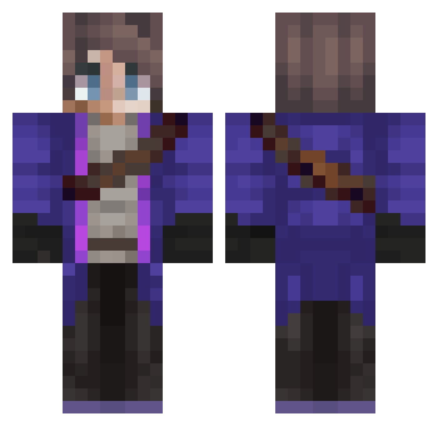 Assofo Minecraft skin, front and back view