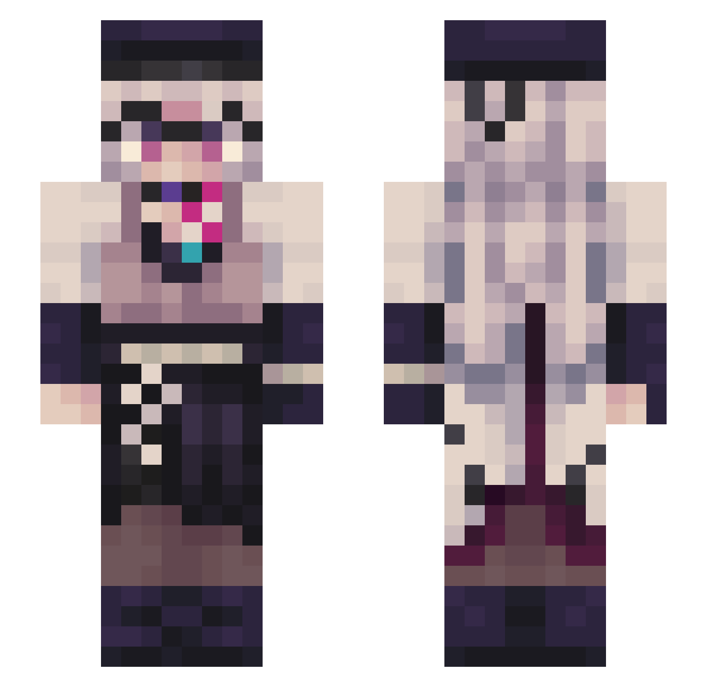 Bloodlive Minecraft skin, front and back view
