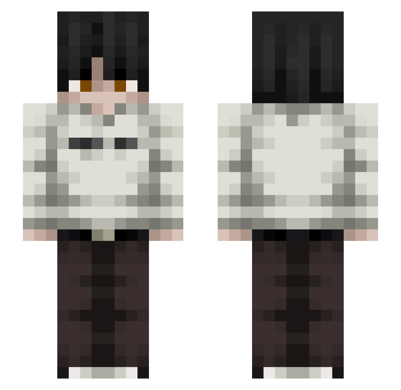 Zepxu Minecraft skin, front and back view