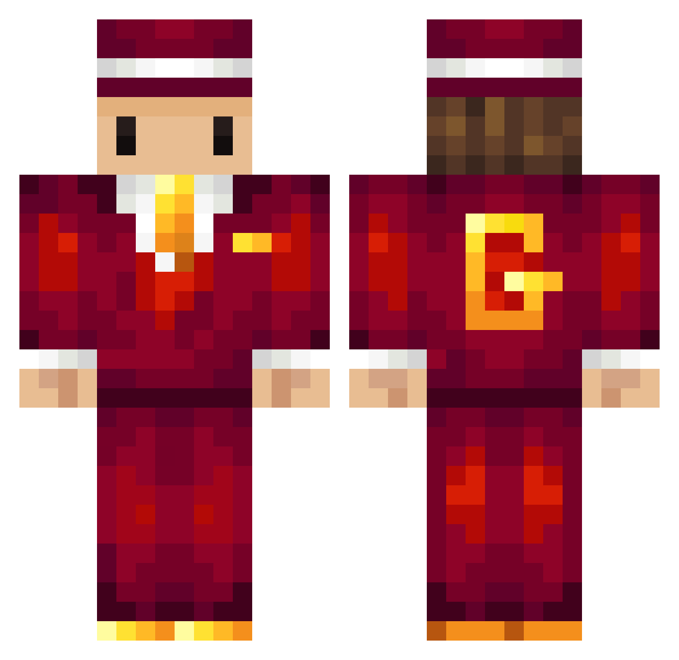 Nick1O1 Minecraft skin, front and back view