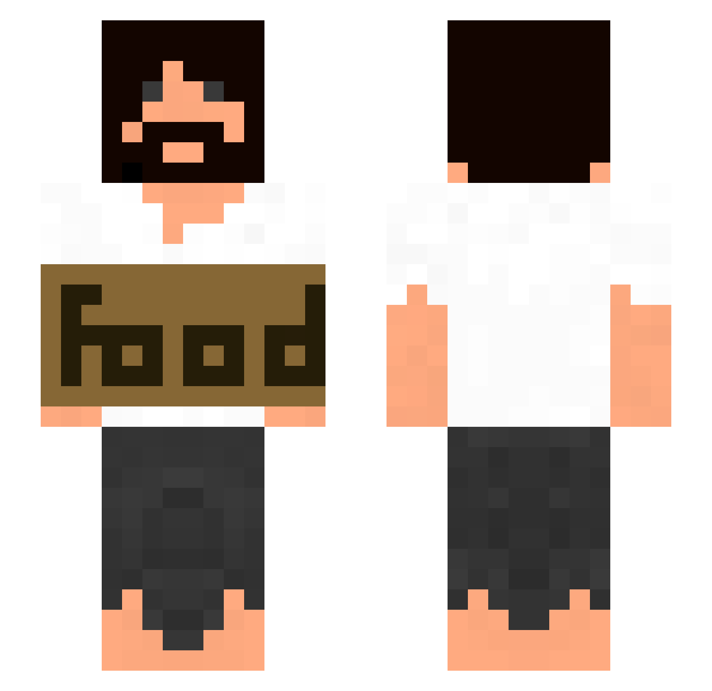 Freksynek Minecraft skin, front and back view