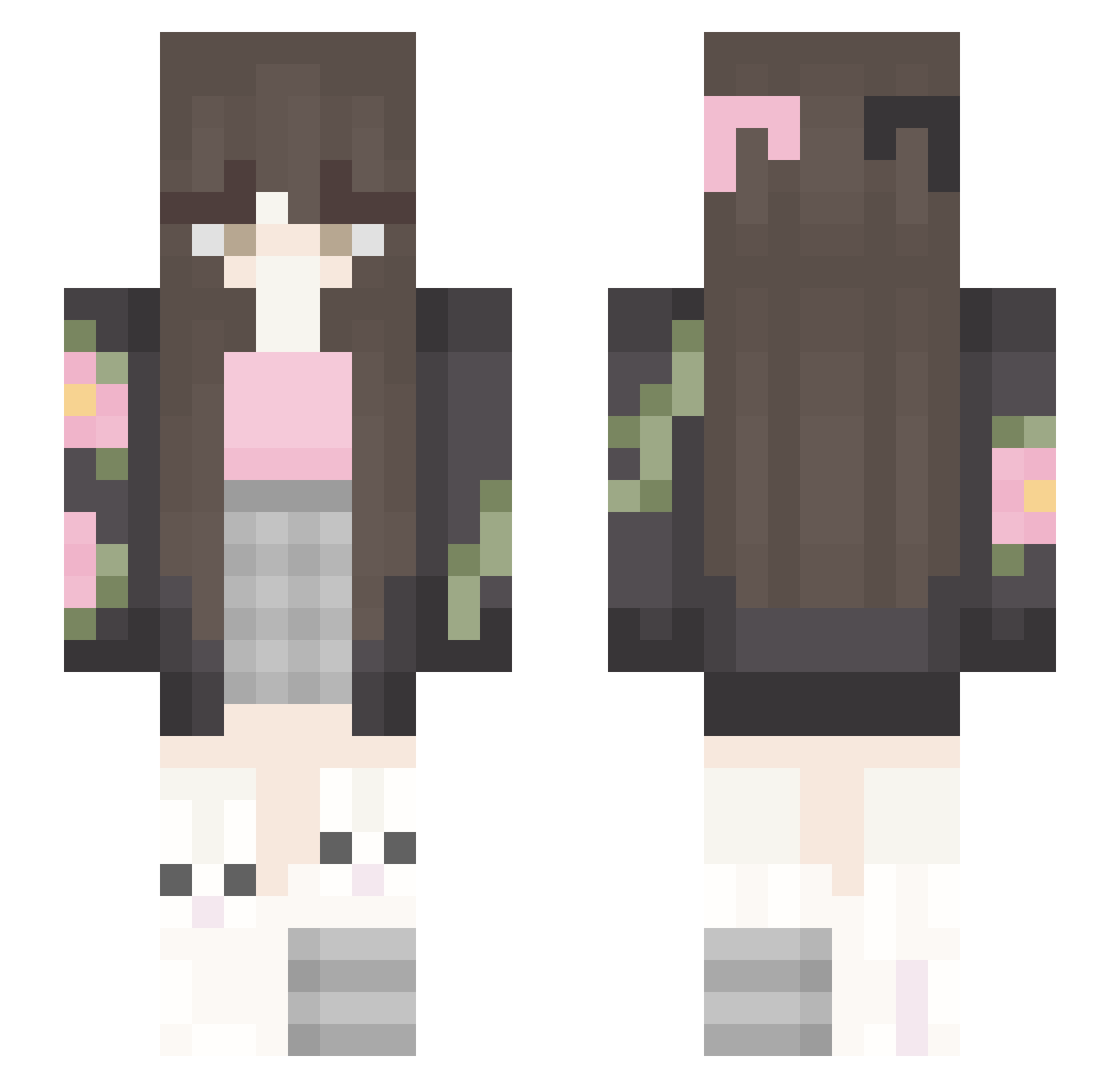 Bunnyonia Minecraft skin, front and back view
