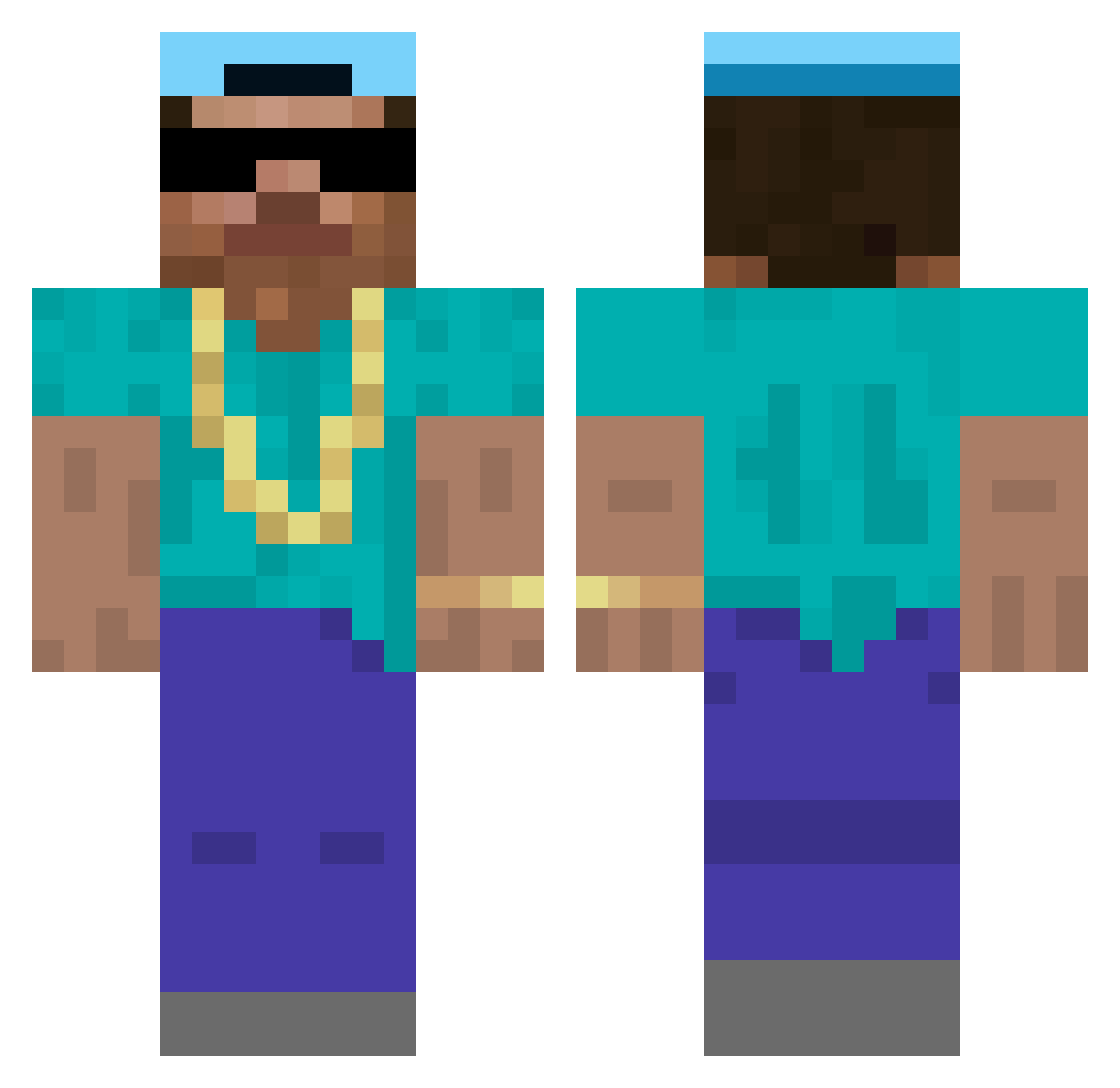 nuwwet Minecraft skin, front and back view