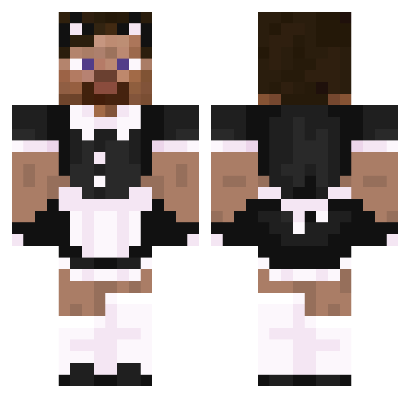 AKloser Minecraft skin, front and back view