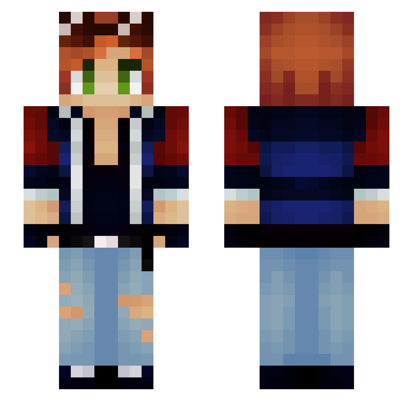 skullracers Minecraft skin, front and back view