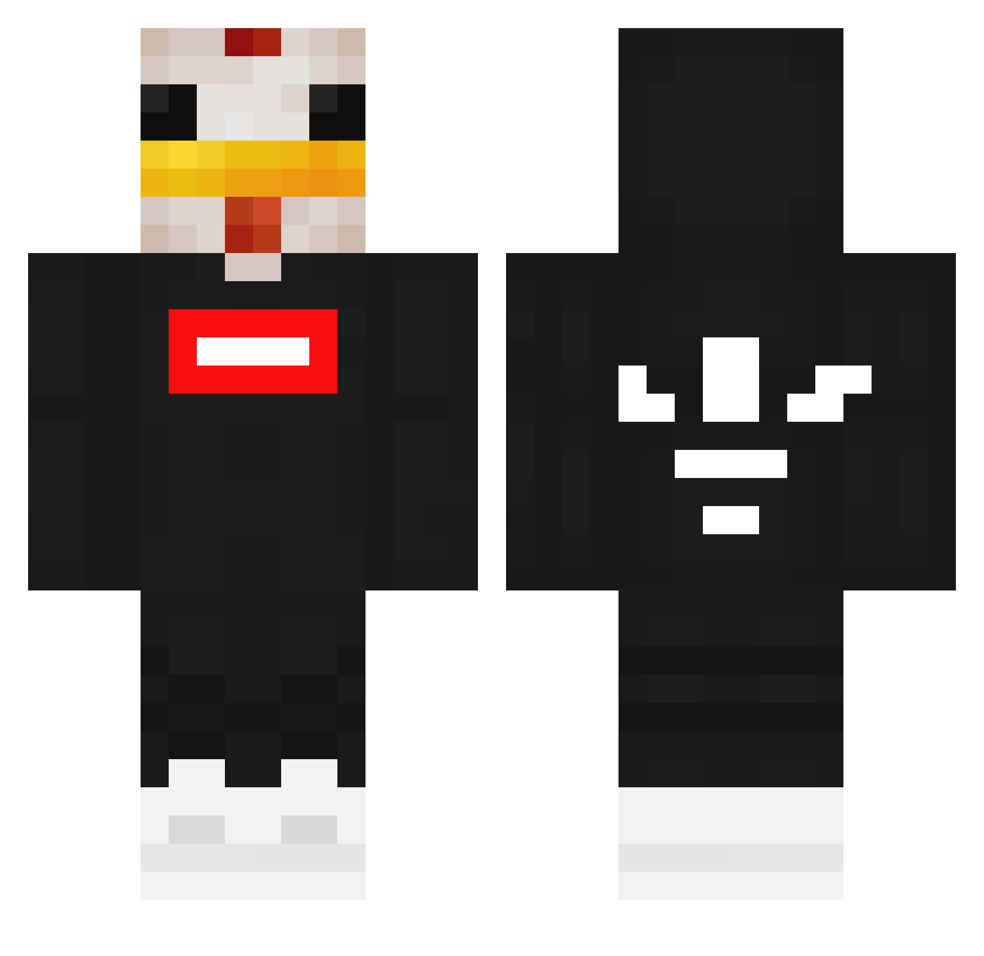 PetitWarlou Minecraft skin, front and back view