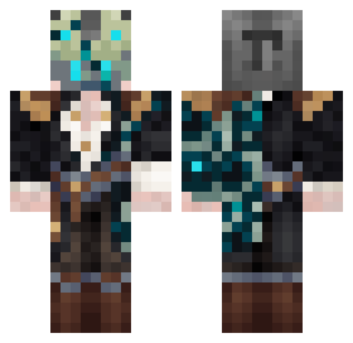 Pishiie Minecraft skin, front and back view