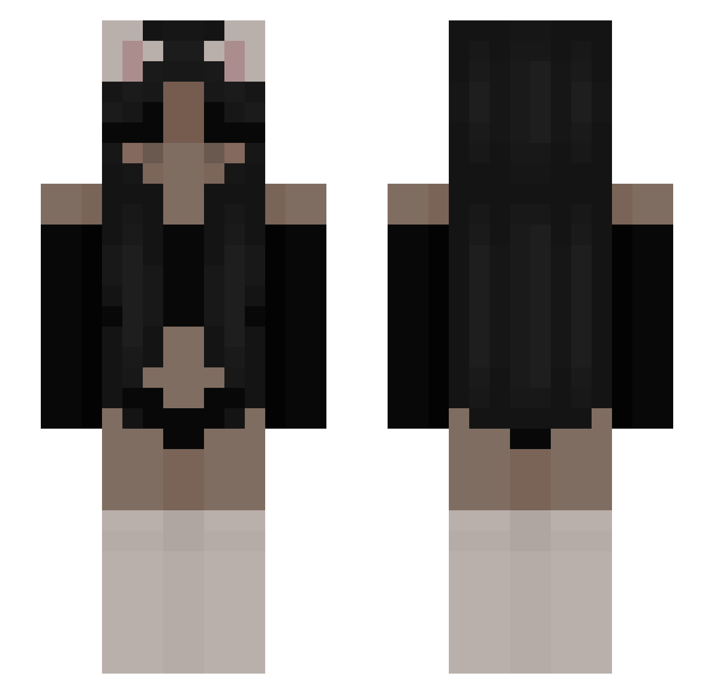 PaciaaLove3 Minecraft skin, front and back view