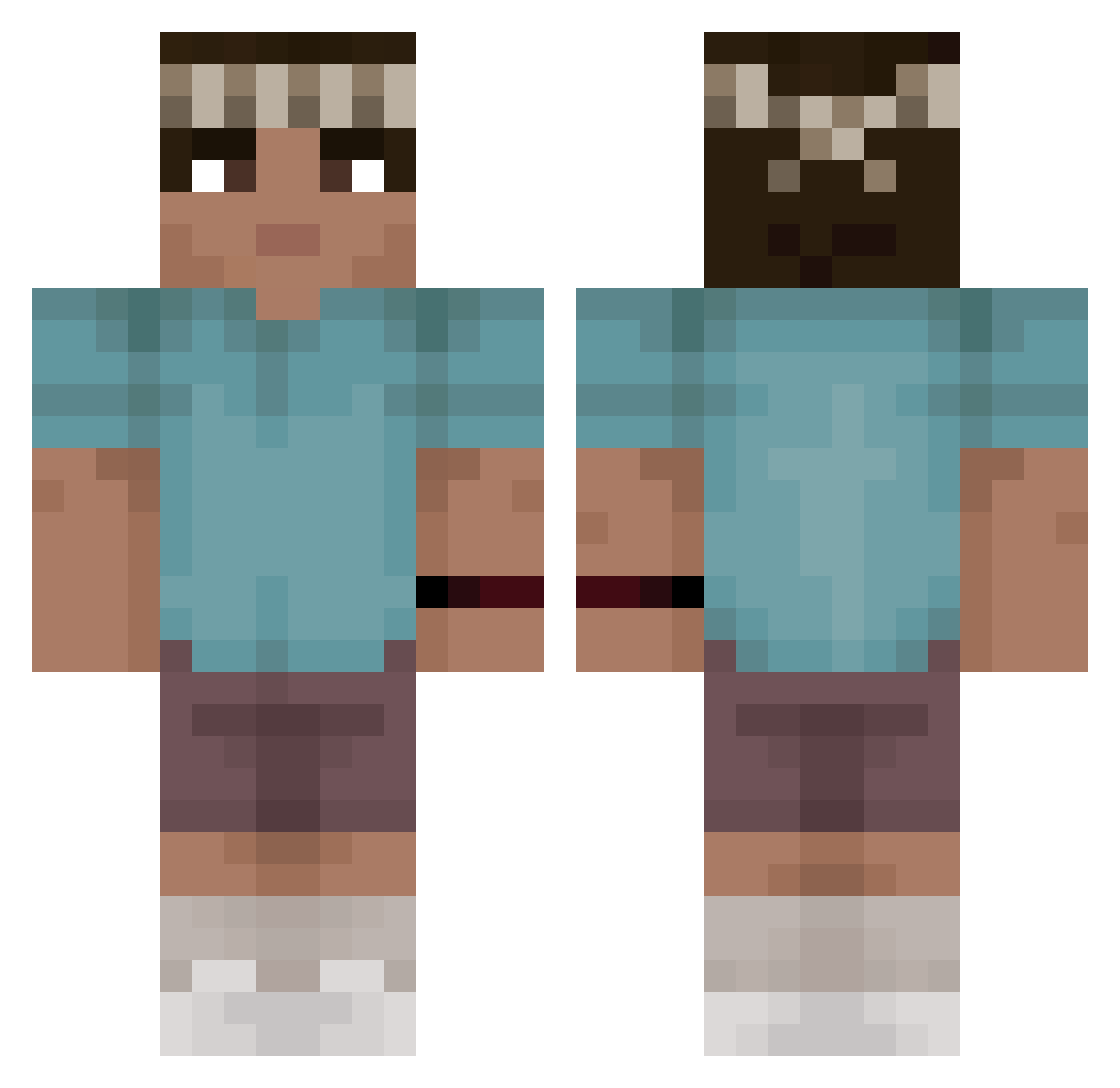 Broodoof Minecraft skin, front and back view