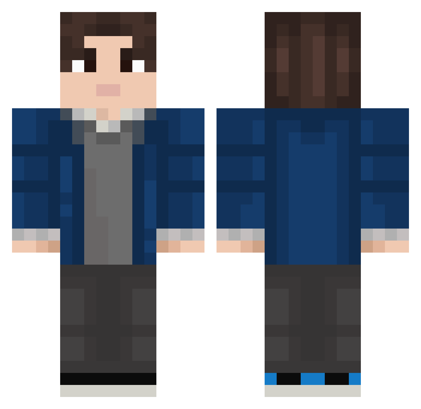 JoelHd39 Minecraft skin, front and back view