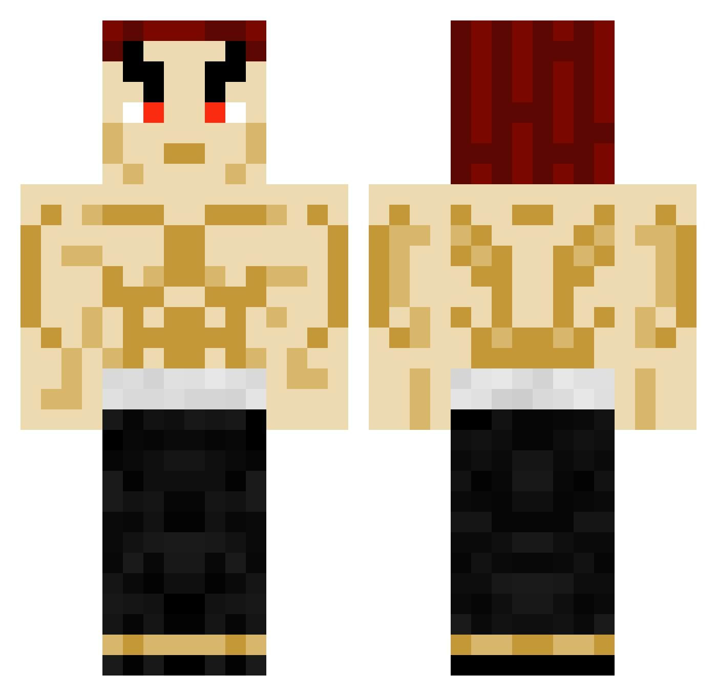 BeatMonanza Minecraft skin, front and back view