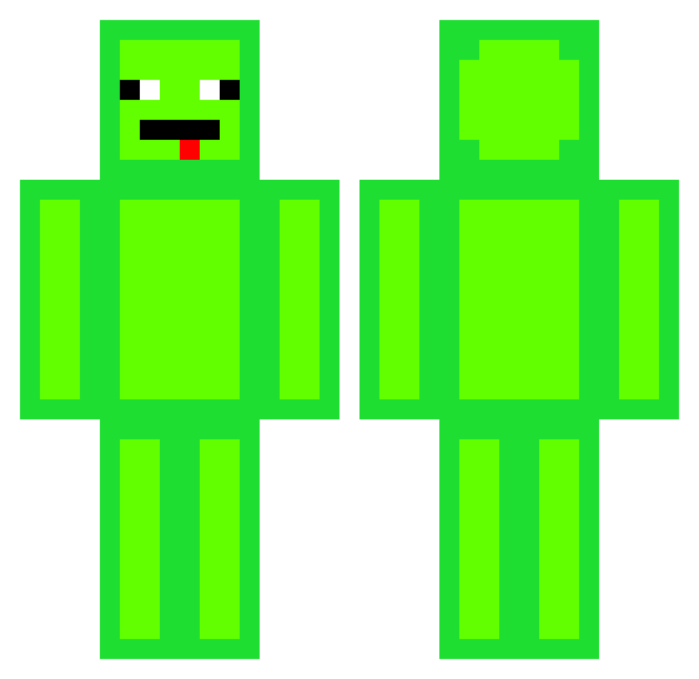Superloef Minecraft skin, front and back view