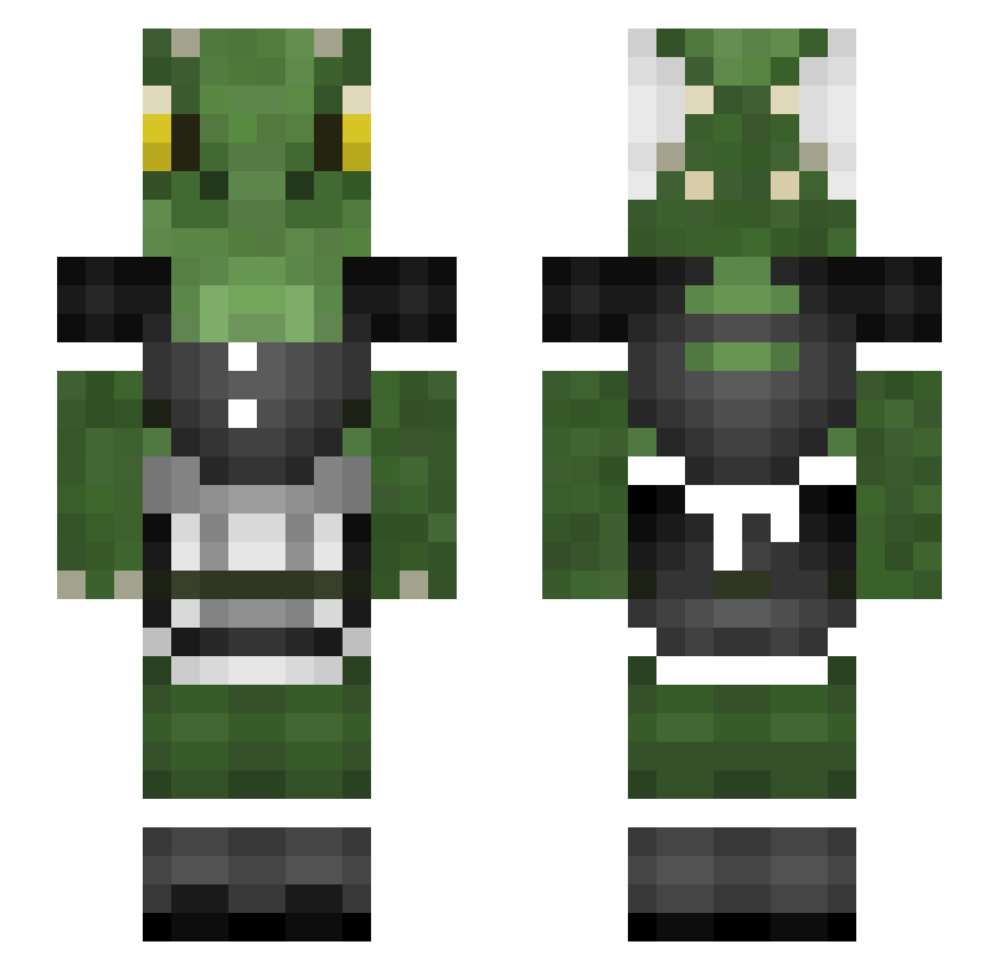 AlastorSeldarius Minecraft skin, front and back view