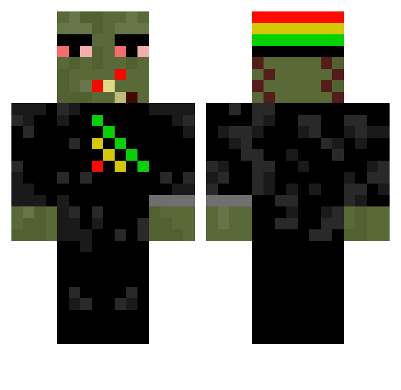 Femka537 Minecraft skin, front and back view