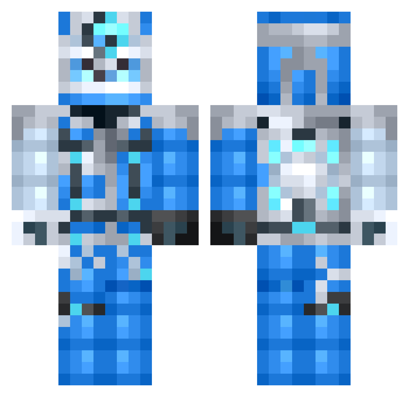 DerpyAvocado Minecraft skin, front and back view