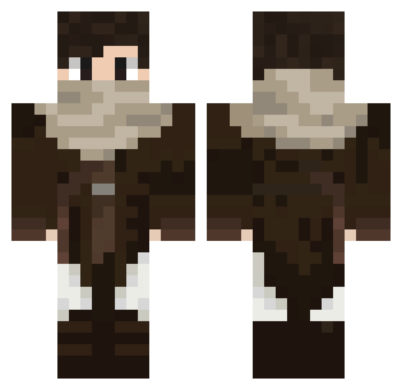 PLONX Minecraft skin, front and back view