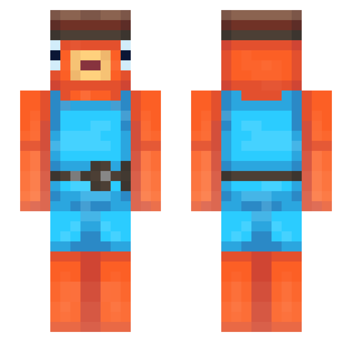 Skuidi Minecraft skin, front and back view
