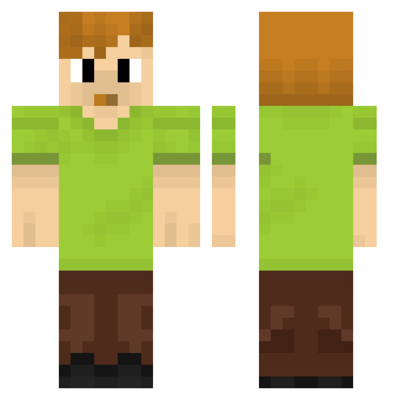Shuggy Minecraft skin, front and back view