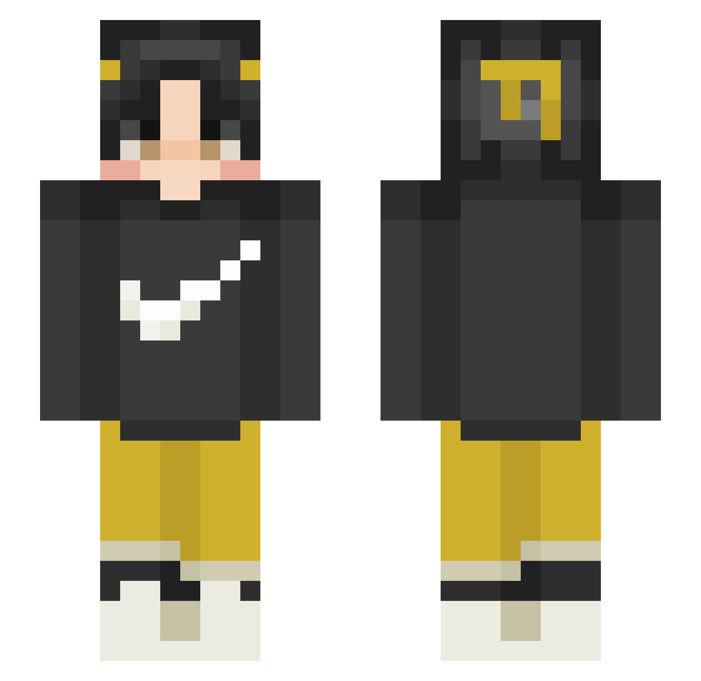 Bumfei Minecraft skin, front and back view
