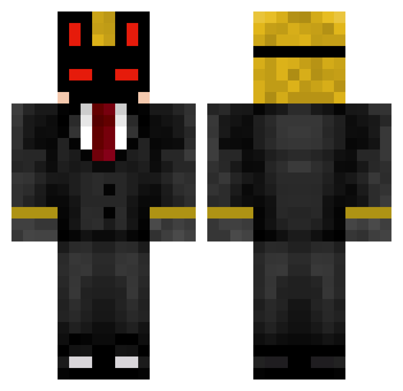 TapeKnight Minecraft skin, front and back view