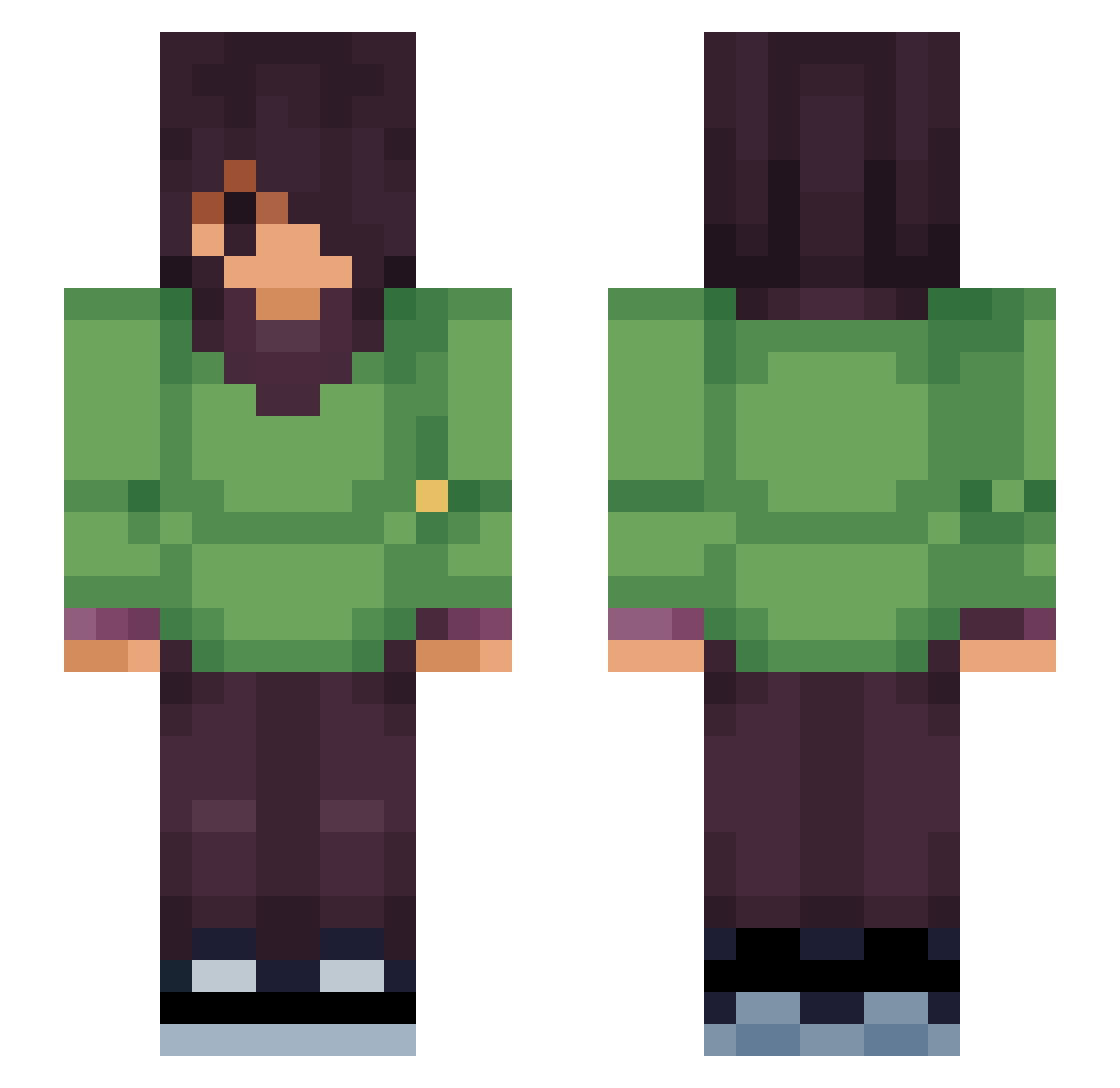 RestlessDIRK Minecraft skin, front and back view