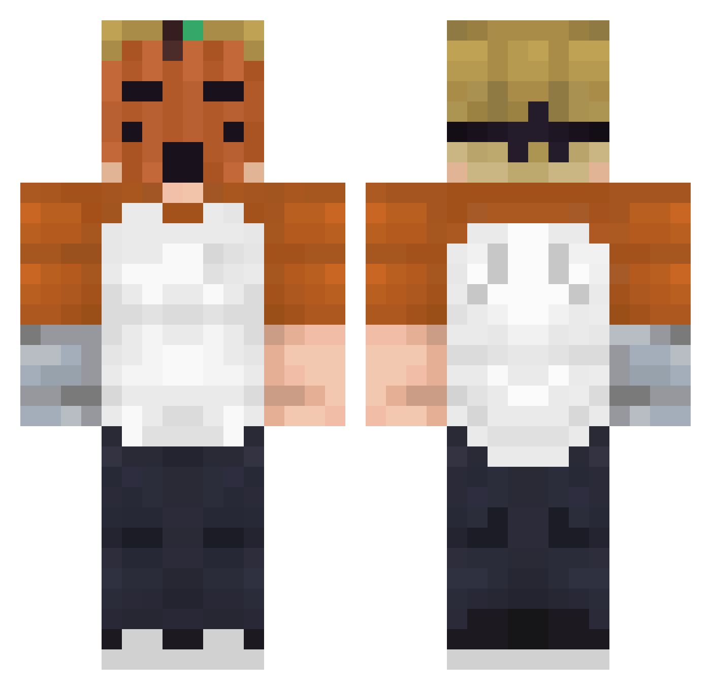 Guiaui7 Minecraft skin, front and back view