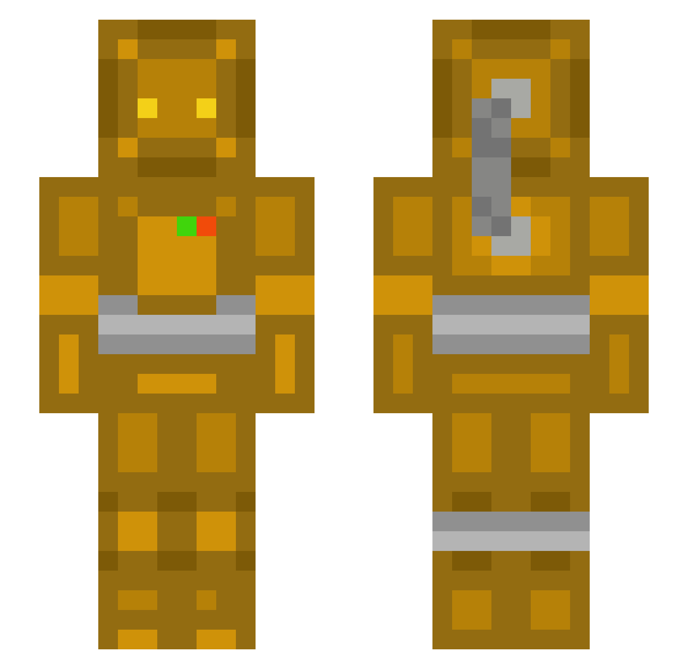 ShakyDotExe Minecraft skin, front and back view