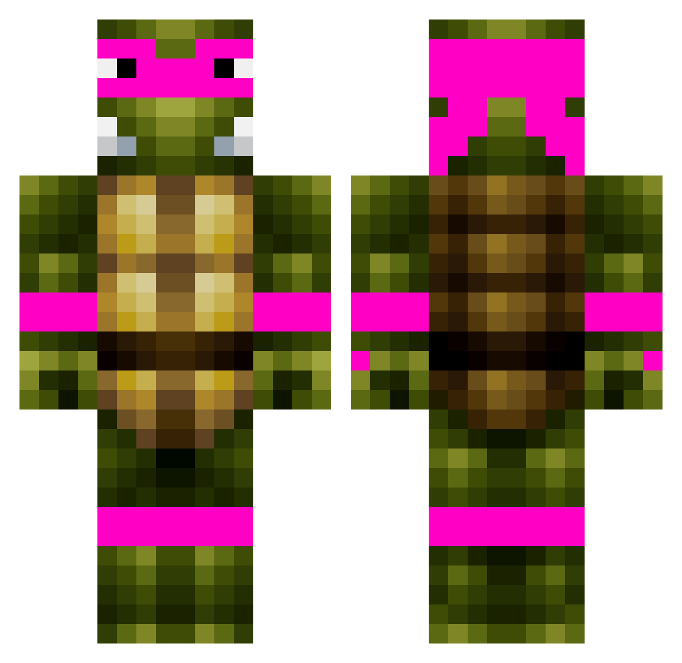 Planeta Minecraft skin, front and back view