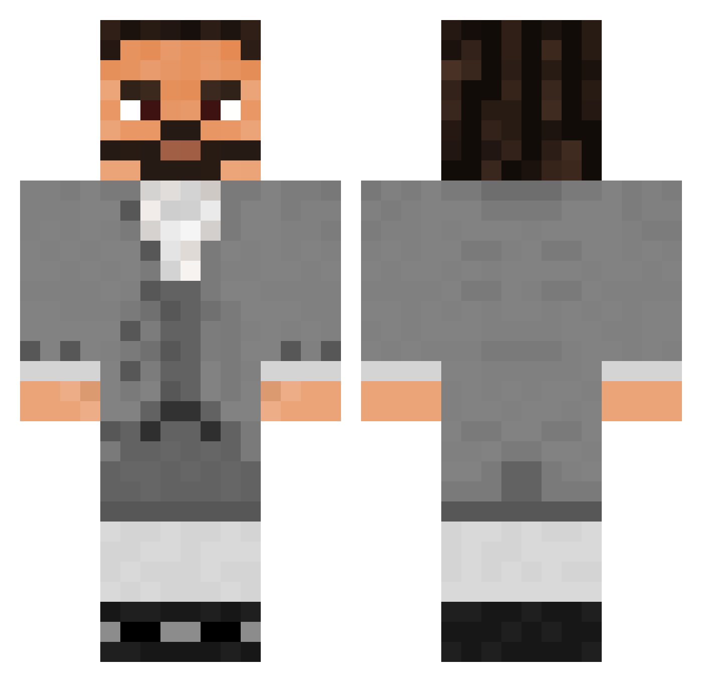 DAMIRR Minecraft skin, front and back view