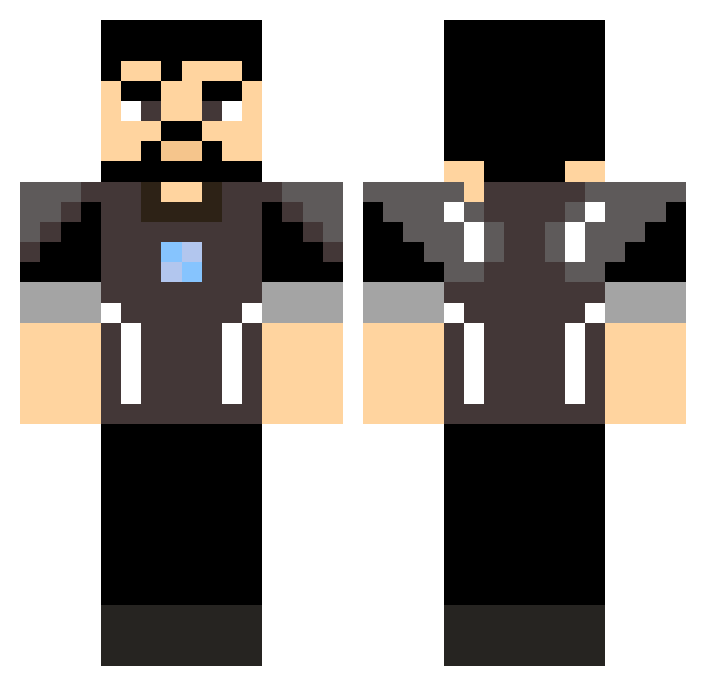 CalamityOverlord Minecraft skin, front and back view