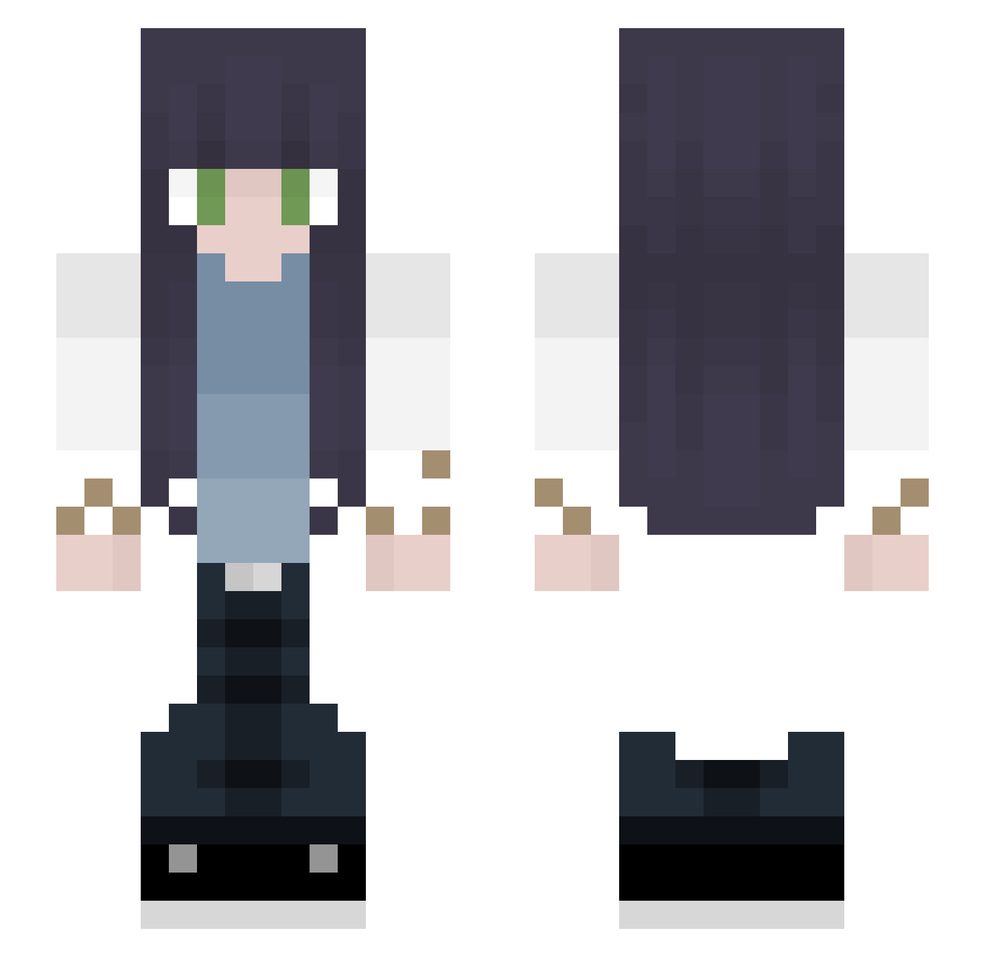 Embers389 Minecraft skin, front and back view