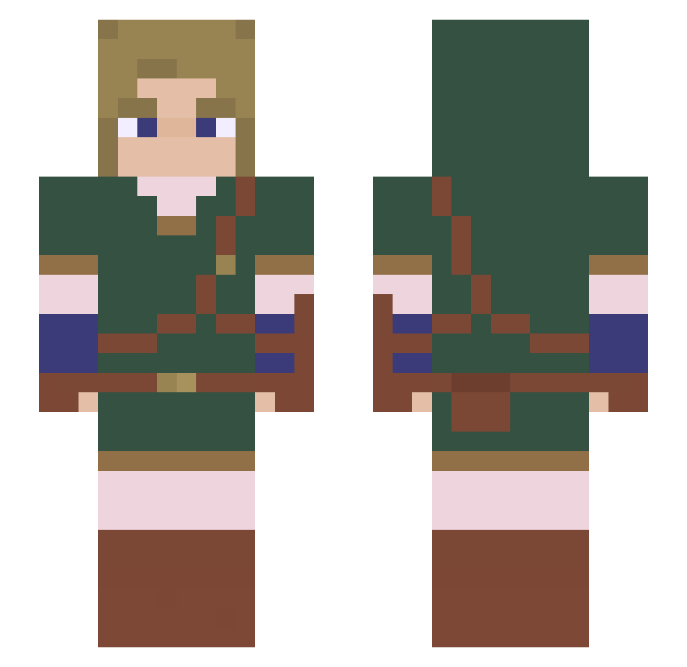 Pasuuu Minecraft skin, front and back view
