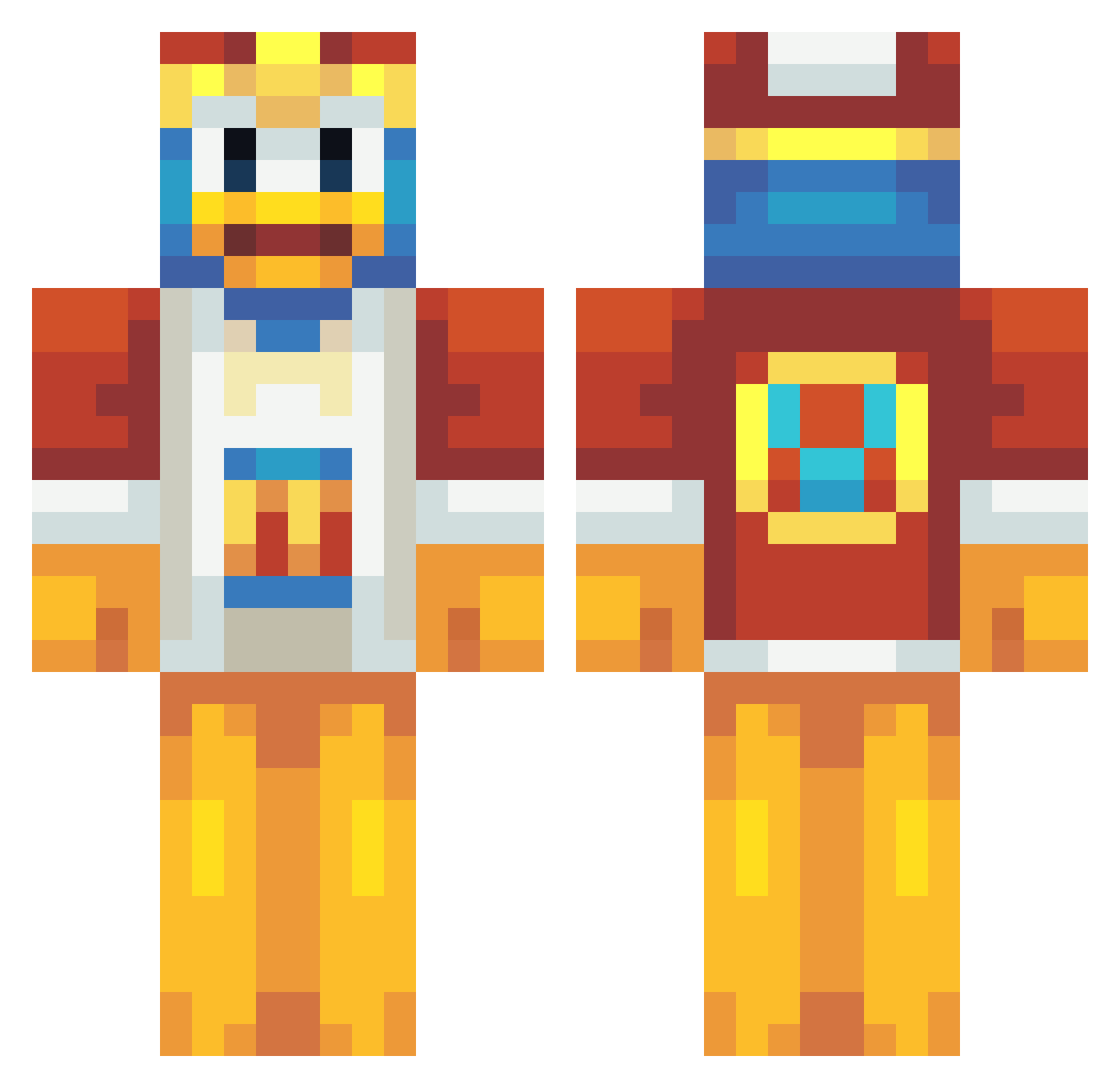 YoMajesty Minecraft skin, front and back view